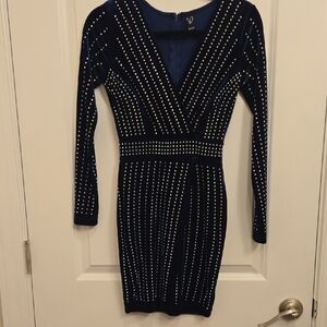 Windsor Blue Velvet Studded Dress